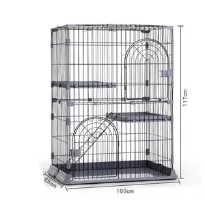 Pull Out Tray Design Foldable Cat Fence Pet Villa Multi-Door Design Stainless Steel Trap Cat House Pet Cage