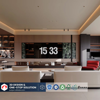Mueble de TV Moderno y Lujoso Personalizado, Panel de Pared con Iluminación LED, Mueble de TV de Piso a Techo con Gabinete de Almacenamiento