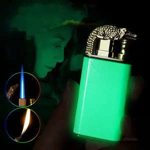 KY Hot Sale Crocodile Dolphin Double Fire Creative Direct Windproof Open Flame Luxury Jet Lighter Torch