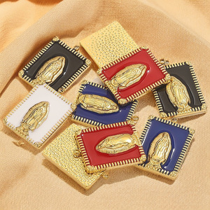 Amuletos de la Virgen María (San Benito y Nuestra Señora de Guadalupe) |   Colgantes de la Virgen María en Acero Inoxidable con Baño de Oro PVD de 18K y Esmalte - Product Image 4
