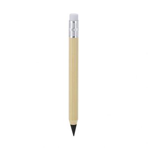 Crayon promotionnel en bambou éternel réutilisable pour écriture infinie, avec gomme intégrée et capuchon de protection - Product Image 1