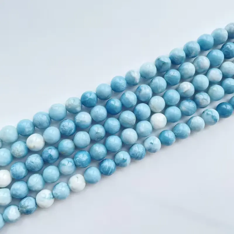 Natural Stone Beads Blue Sky Stone Larimar Color Enhanced Healing Power Loose Gemstone Beads for Jewelry Making