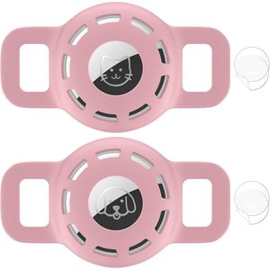 Pet <b>Collar</b> Holder For Apple Air Tag 2 Pack Pink Soft Plastic Lightweight Cat And <b>Small</b> <b>Dog</b> Accessory With Animal Pattern - Product Image 1