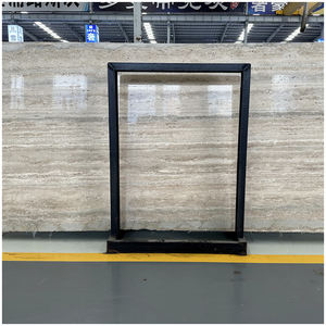 Dalles de <span class=keywords><strong>travertin</strong></span> gris argenté bleu océan italien de 18 mm, polies et comblées de trous, <span class=keywords><strong>pour</strong></span> projets de revêtements de sol et de murs de bâtiments commerciaux - Product Image 4