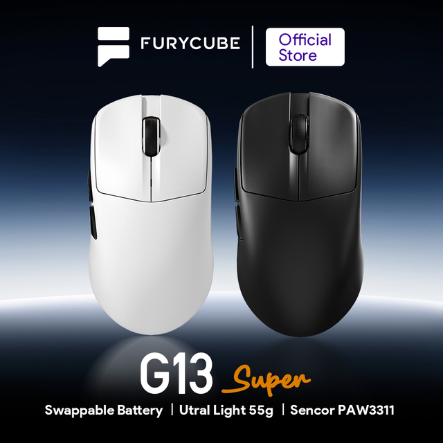 G13S 2.4GHz Wireless Ergonomic Gaming Mouse Swappable Battery Lightweight 22000dpi PAW3311 Tri-mode for RGB Backlit USB