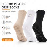 Chaussettes de Pilates personnalisées pour femmes, antidérapantes, en mélange de coton, chaussettes de fitness et de yoga avec logo, étiquette privée OEM ODM