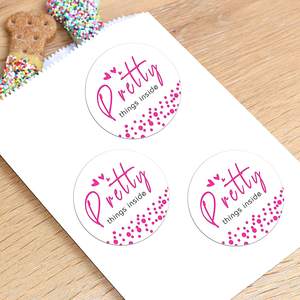 Autocollant d'étiquettes faites à la main rose rond pour petites entreprises jolies choses à l'intérieur des autocollants merci pour les achats - Product Image 2
