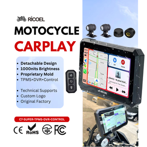 RICOEL Tablette GPS Moto Tout-Terrain Détachable 7 Pouces avec TPMS, Caméra <span class=keywords><strong>CarPlay</strong></span> Sans Fil 1080p, Étanche IP66, Garantie 1 An - Product Image 1