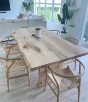 Ménage moderne bord vif Peinture à base d'eau Dalle de bois pin bois massif cuisine de bureau tables à manger en bois
