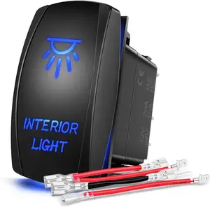 Interior Light Rocker Switch LED Light Bar 5Pin Laser On/Off LED Light 20A/12V 10A/24V Switch Jumper Wires