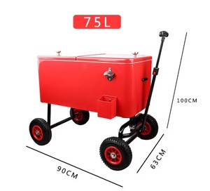 Bán Buôn Chất Lượng Cao 80qt/75L Công Suất Lớn Màu Đỏ Ngoài Trời Mát Hộp Bánh Xe Kim Loại Xô Đá Bóng Đá Bảng Cho Các Sự Kiện Thể Thao - Product Image 2