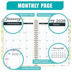Planificateur annuel A5 en anglais de 26 ans, <span class=keywords><strong>plan</strong></span> de <span class=keywords><strong>travail</strong></span> avec pages séparées, perforé, stylo à spirale en anglais - Product Image 4