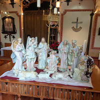 Crèche de Noël en résine de 24 pouces, grand format, figurines décoratives chrétiennes grandeur nature, utilisation extérieure avec technique de peinture
