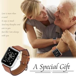 Compatible con <span class=keywords><strong>Apple</strong></span> <span class=keywords><strong>Watch</strong></span> Band Reemplazo de correa de cuero genuino para IWatch Series Ultra/Ultra 2 9 8 7 6 5 4 3 2 1 <span class=keywords><strong>SE</strong></span> Hombres Mujeres - Product Image 3