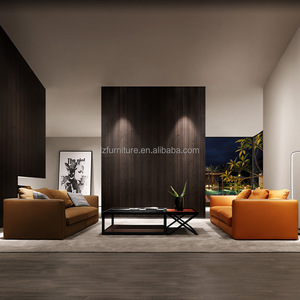 Canapé en cuir véritable marron moderne personnalisable, design italien de luxe, canapé lounge 3 places, mobilier pour hôtel, villa, salon - Product Image 4
