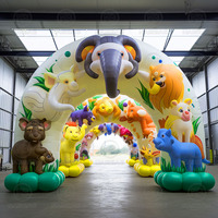 Zoo Cartoon Arco inflable Animales Logos Evento Branding Publicidad Arco inflable-Como leones, elefantes, monos