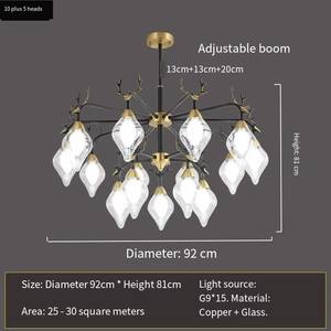 Lustre LED moderne de luxe en cuivre et verre, design bois de cerf, pour salon, salle à manger, hôtel, <span class=keywords><strong>café</strong></span>, décoration de plafond, luminaire domestique - Product Image 6