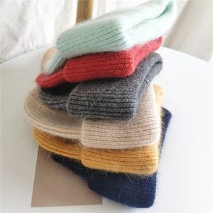 Accessoires d'hiver Bonnet tricoté en tissu de <span class=keywords><strong>lapin</strong></span> <span class=keywords><strong>angora</strong></span> très doux et épais à revers - Product Image 4