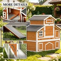 Poulailler Moderne en Bois de Pin Massif Écologique MQ - Design Carré Durable avec Porte Coulissante Horizontale pour Toutes les Saisons