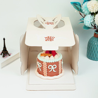 Boîte à gâteau en carton alimentaire PET avec fenêtre, personnalisable avec logo imprimé et poignée, pour desserts, cupcakes et emballages cadeaux de fête