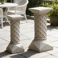 Socle en résine - Finition effet pierre, bases symétriques élégantes pour vases de jardin et présentoirs de sculptures d'extérieur