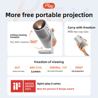 Projecteur domestique Play6e Android DLP 1080P haute luminosité, projecteur portable à cardan pour la maison, mobile