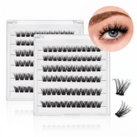 Offre Spéciale – Cils en Fibre Végétale Noir Mat Semi-Faits Main, Bande Invisible Transparente, Auto-Adhésifs, Effet 3D, Sans Cruauté Animale