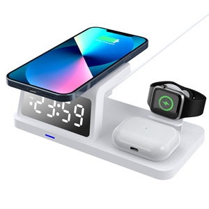 HiTao 15W 4-in-1 Wireless <b>Charging</b> <b>Station</b> with Digital Clock for Phones, Watches & Earbuds - Product Image 5