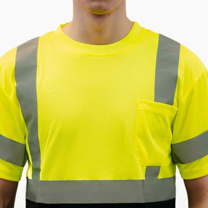 เสื้อยืดนิรภัย Hi Vis ANSI Class 2 สำหรับผู้ชาย พร้อมแถบสะท้อนแสง ระบายอากาศได้ดี ผลิตจากโพลีเอสเตอร์ 100% เสื้อทำงาน - Product Image 2