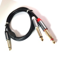 Câble répartiteur en Y 1/4" TS mâle vers double 1/4" TS mâle - Câble de microphone mono-mono 6,35 mm 20 cm noir