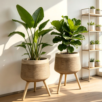 Lot de 2 pots de fleurs de luxe en fibre, jardinières modernes pour l'extérieur, pots de jardin pour la décoration de villas, patios et aménagements paysagers