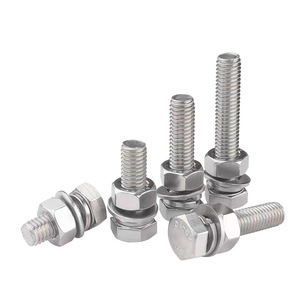 304 Stainless Steel Hex <b>Bolt</b> Nut Washer Set M5 M6 M8 M10 Grade 8.8 Construction Use - Product Image 3