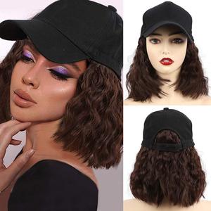 Peluca de gorra de béisbol con pelo sintético corto y rizado, ajustable para mujer, de 12 pulgadas, resistente al calor, con gorra de lona - Product Image 1