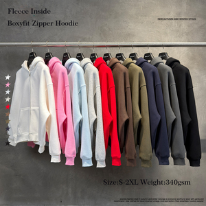 <span class=keywords><strong>Felpa</strong></span> <span class=keywords><strong>con</strong></span> <span class=keywords><strong>cappuccio</strong></span> da uomo <span class=keywords><strong>con</strong></span> zip, vestibilità ampia, foderata in pile, pesante, resistente al vento, strutturata, oversize, corta, per l'inverno - Product Image 1