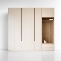 Armario de Madera Moderno, Sistema de Armario Abierto, Vestidor de Lujo, Armario de Madera Personalizado para Ropa, Dormitorio, con Cajones