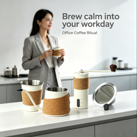 Ensemble de café pour infusion manuelle 4 pièces en acier inoxydable 304, kit de voyage portable, comprenant un moulin manuel, une bouilloire à café, un filtre et une tasse à café