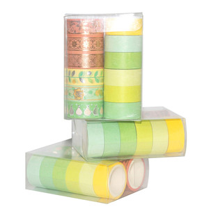 Foreign Trade Source Washi Tape 12 Rolls 3M Green <b>Orange</b> Gold Silver Journal Decoration Craft Supplies - Product Image 1