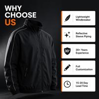 Veste de survêtement pour homme, fermeture éclair intégrale, col montant, passepoil contrastant, tissu performant, respirant, coupe-vent, streetwear urbain, personnalisable OEM