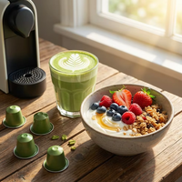 Capsules de café au thé vert Matcha, compatibles K-Cup, dose individuelle, qualité cérémoniale, pour booster la caféine, pour la préparation de lattes à la maison ou au bureau