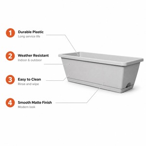 Fioriere <span class=keywords><strong>a</strong></span> Vassoio in Plastica Lunghe e Rettangolari, Vasi per Piante Succulente con Sistema di Auto-Irrigazione per Davanzali - Product Image 1