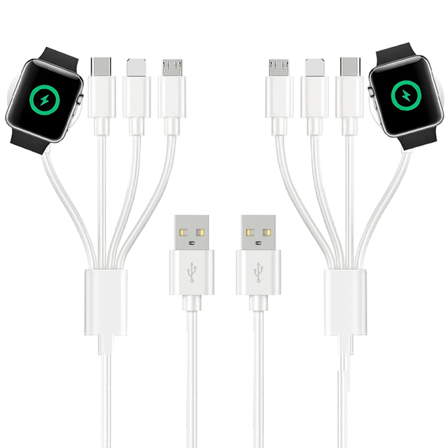 Portable 4in 1 Multi Charging Cable PD 15W Wireless Fast Charging Cord with Decoding Chip for Smart Watch USB Charger All Watch