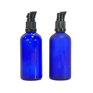 Envase Cosmético de Vidrio Azul Cobalto Vacío de 30ml 50ml 60ml, Botella Redonda para Aceites Esenciales con Gotero - Product Image 4