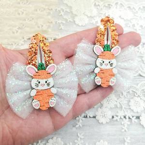 Ensemble de 2 nœuds pour cheveux en tissu scintillant avec animaux mignons, hibou rose et flamant rose, pinces pour enfants, fournitures pour fêtes d'anniversaire - Product Image 4