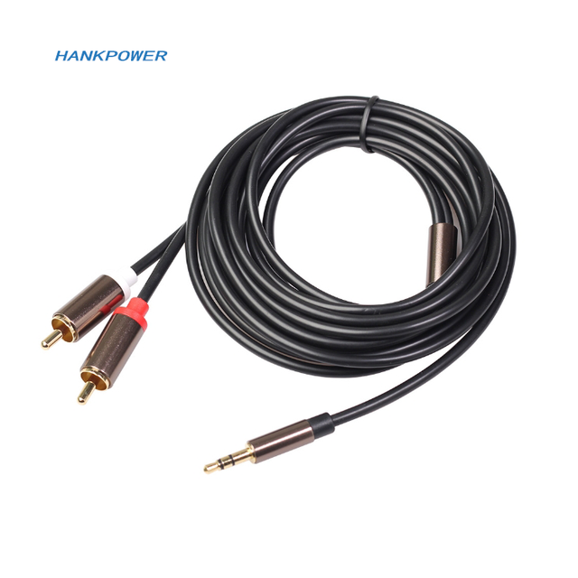1m 2m 3m Full Copper Gold Plated 3.5 Male to 2 RCA Male Mobile Phone Computer Connection Amplifier Subwoofer Audio Cable