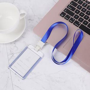 Porte-carte d'identité vertical en acrylique de luxe durable, étui transparent pour carte de visite avec lanières, fournitures de bureau pour entreprise - Product Image 3