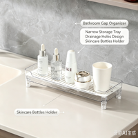 Organisateur latéral pour lavabo de salle de bain, plateau de drainage étroit, support de rangement pour flacons de soins de la peau