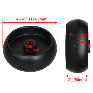 Ruedas auxiliares negras para plataforma de cortacésped, 4-7/8 pulgadas, desplazamiento de eje de 2 pulgadas, para piezas de cortacésped - Product Image 1