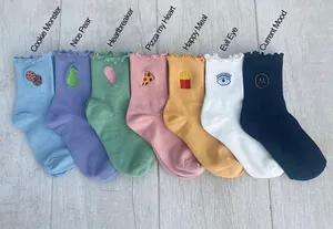 ถุงเท้าผ้าคอตตอนสำหรับผู้หญิงสำหรับใส่ออกกำลังกายสีชมพูลายพิซซ่าหัวใจของฉัน - Product Image 4