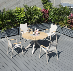 Direct van de fabriek: luxe tuinmeubelenset, weerbestendig touwgeweven eetstoelen en ronde aluminium bistrotafel - Product Image 2