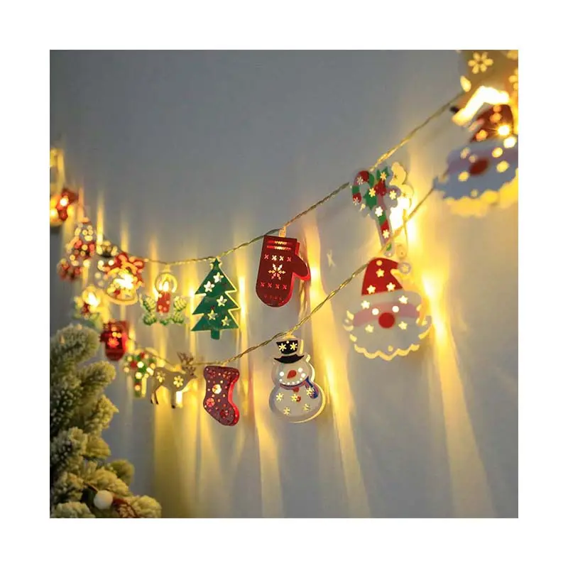 Chế biến tùy chỉnh LED giáng sinh sắt trang trí ánh sáng chuỗi Santa Claus bông tuyết Snowman Đèn cây